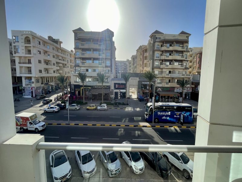 Studio at Scandic Resort Hurghada featuring 2 small beds, sofa bed, street view, and located on the 3rd floor, suitable for 3 guests.