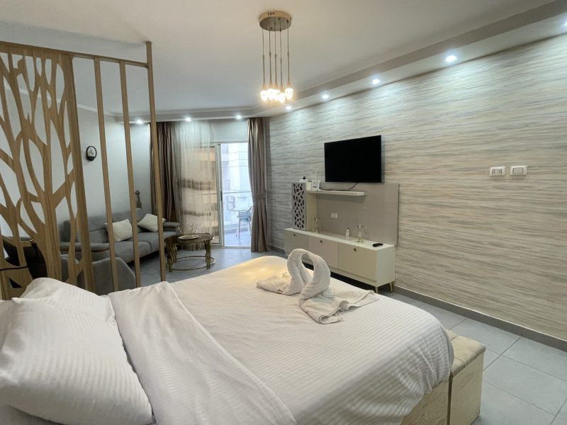 Studio apartment in Scandic Resort Hurghada with modern interior and pool & sea view