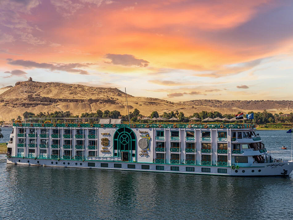 Five-Star Nile Experiences aboard a luxury river cruise sailing past ancient Egyptian temples