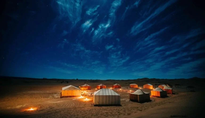Siwa Oasis Camping under the stars surrounded by desert dunes and palm trees