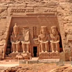 Abu Simbel Temple in southern Egypt showcasing the colossal statues of Ramses II carved into the rock