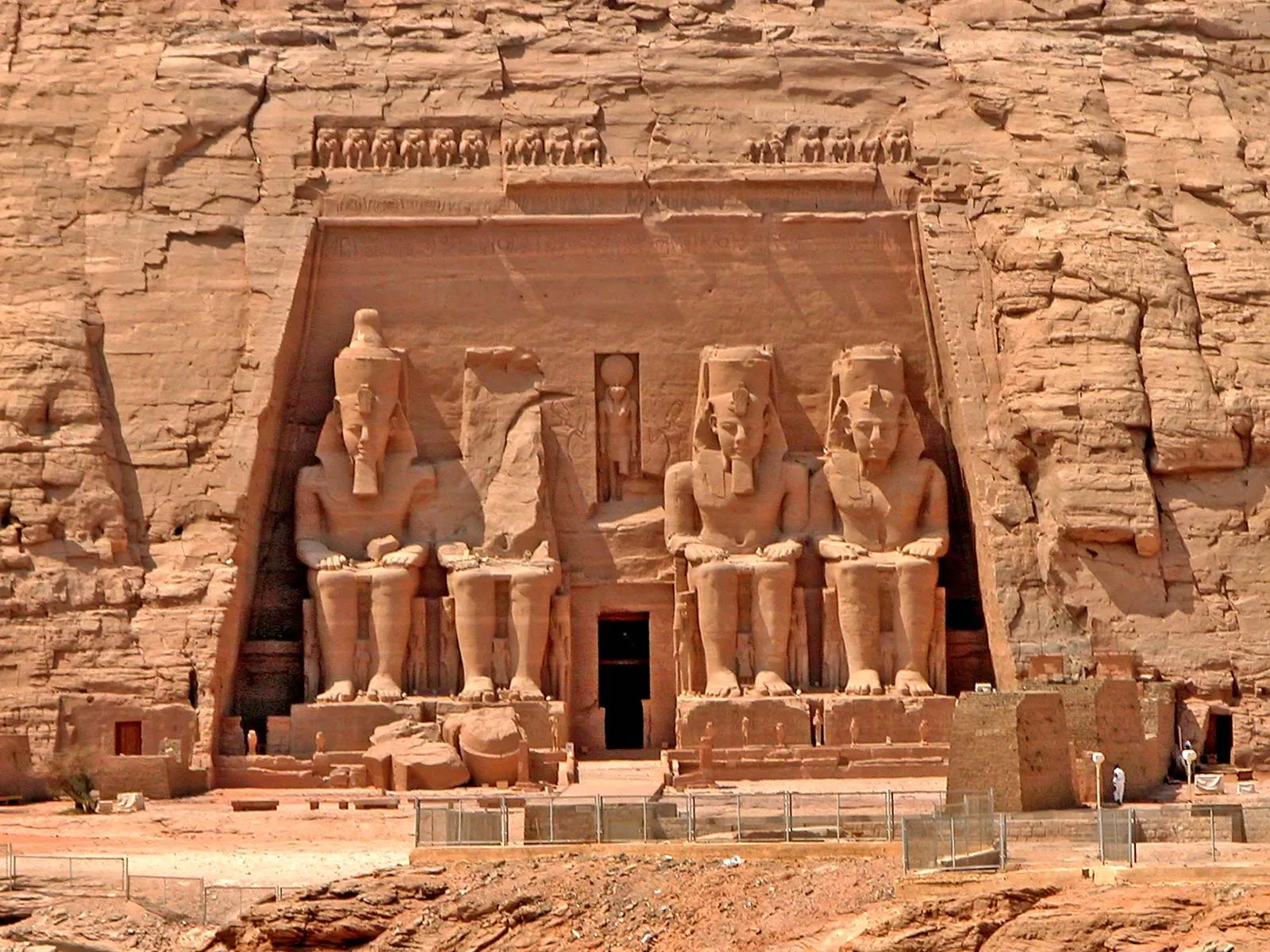 Abu Simbel Temple in southern Egypt showcasing the colossal statues of Ramses II carved into the rock