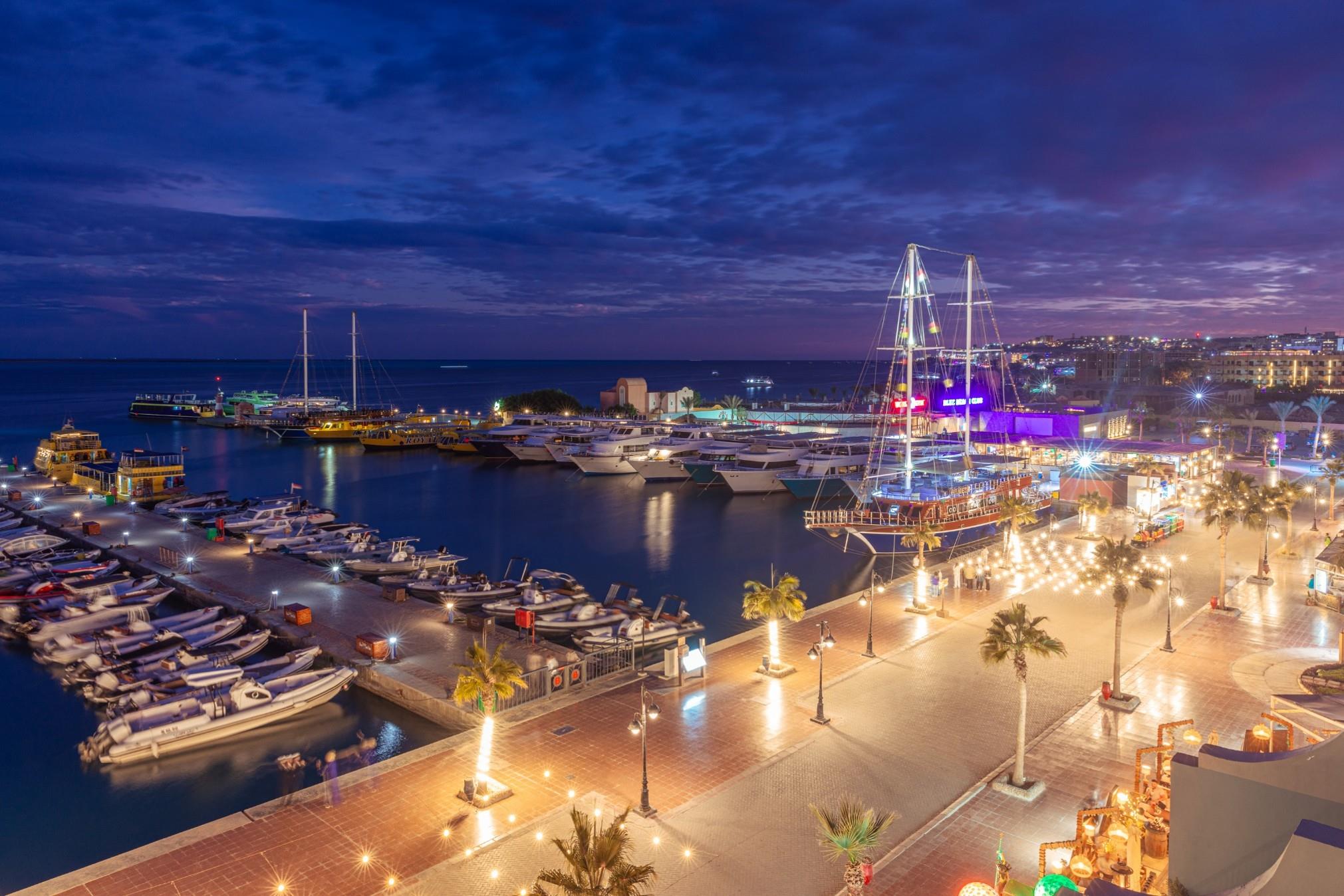 Hurghada nightlife beach party at sunset