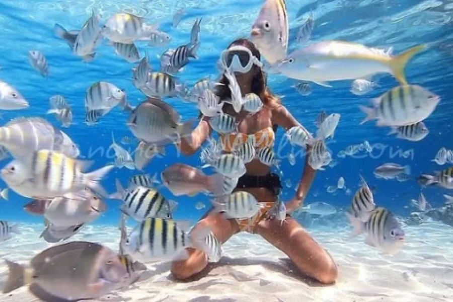 Crystal-clear waters and sandy beach at Sharm El Naga on the Red Sea coast