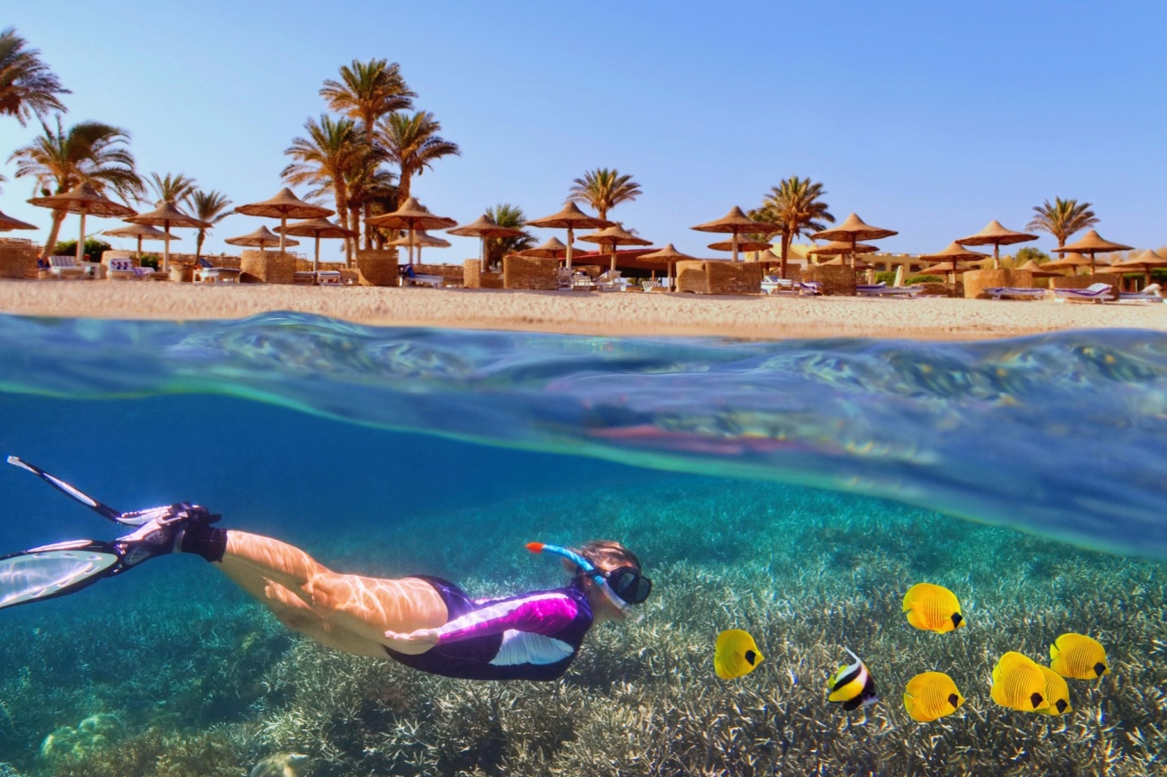 Hurghada Tourism showing Red Sea beaches, resorts, and crystal-clear waters