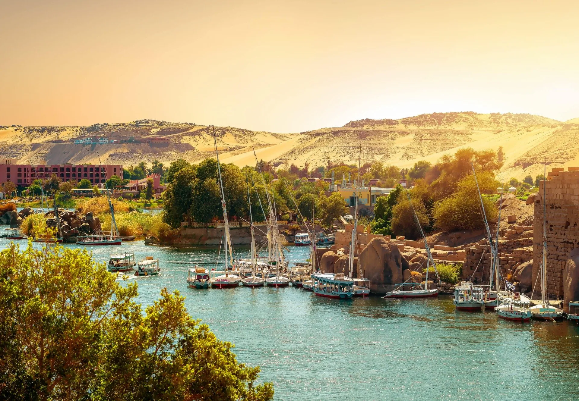 Temple of Philae in Aswan, Egypt along the Nile River
