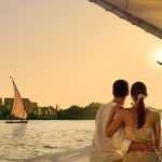 Romantic sunset over a beach for honeymoon ideas