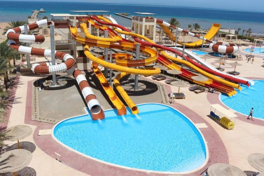 Al Karma Beach Resort & Aqua Park Hurghada beachfront with pools and private beach